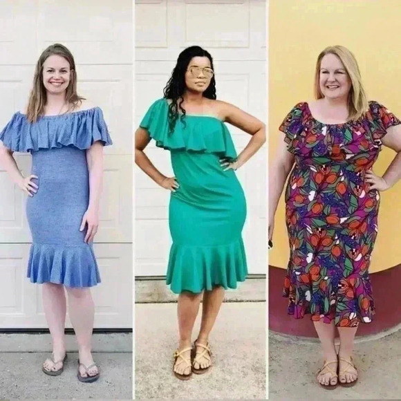 Lularoe Small Navy blue Off or one shoulder Cici dress. NWT.Summer,vacation vibe - Picture 3 of 8